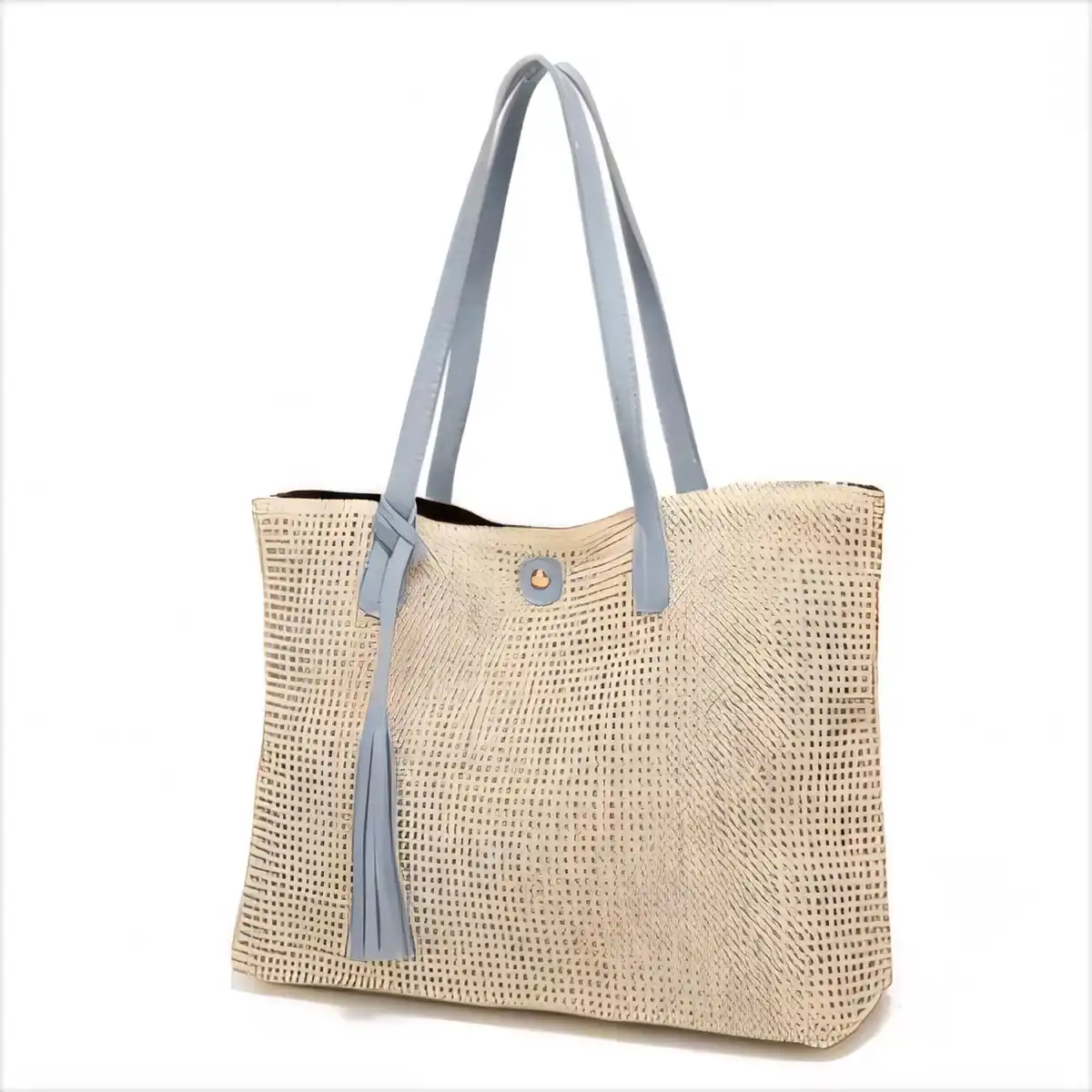Handwoven Straw Tote with Tassel alternate product angle