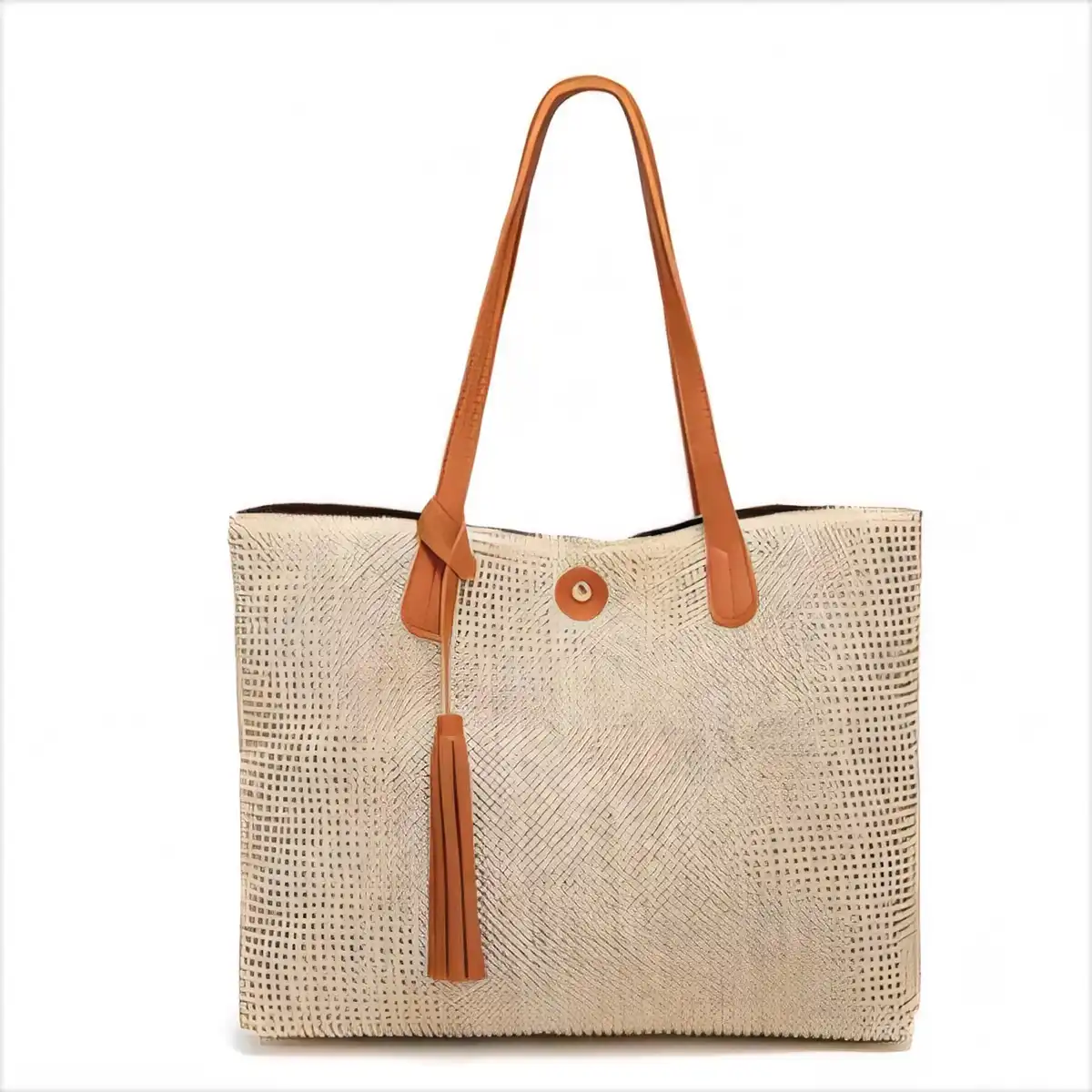 Handwoven Straw Tote with Tassel additional product view