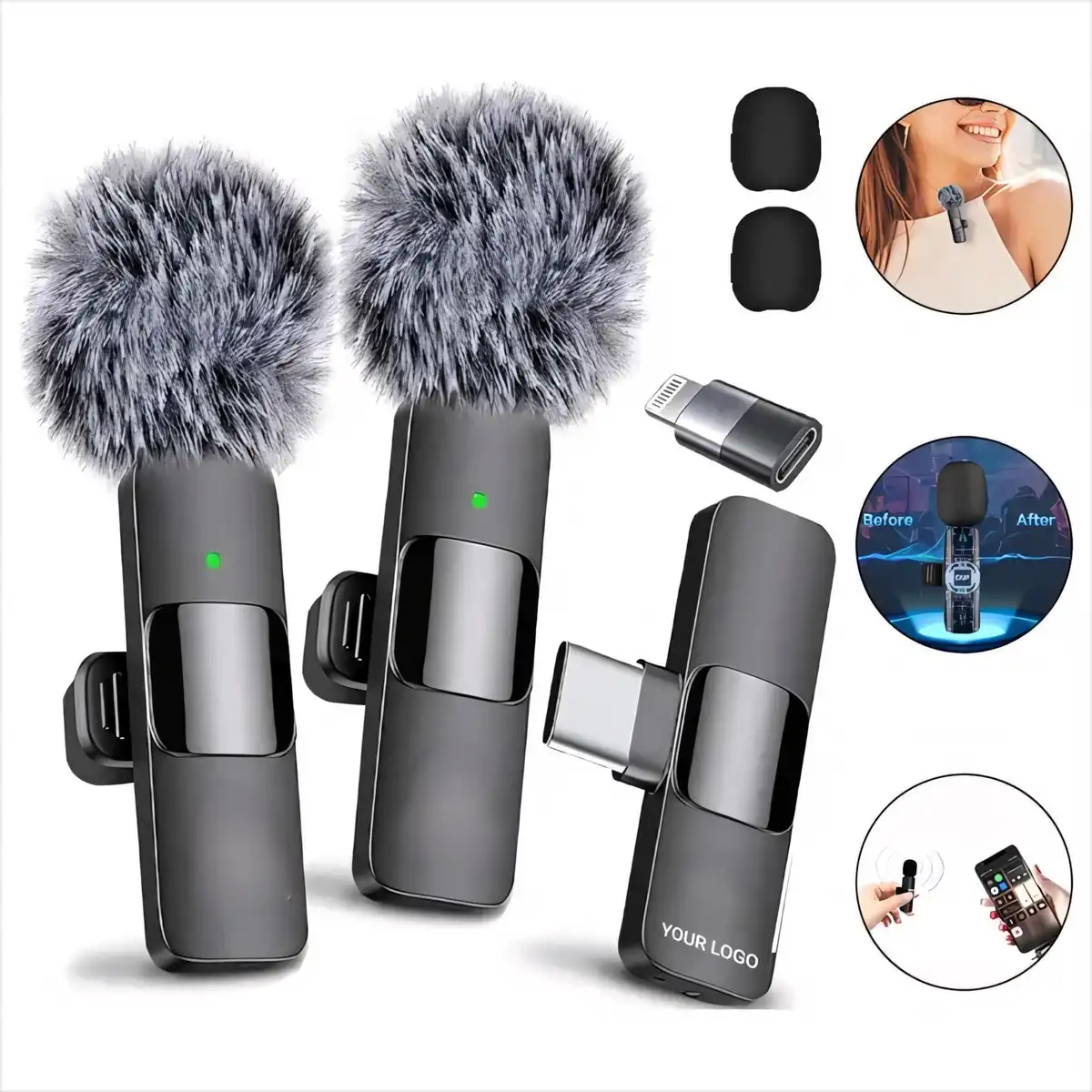 Wireless Mini Microphone 2 Pack