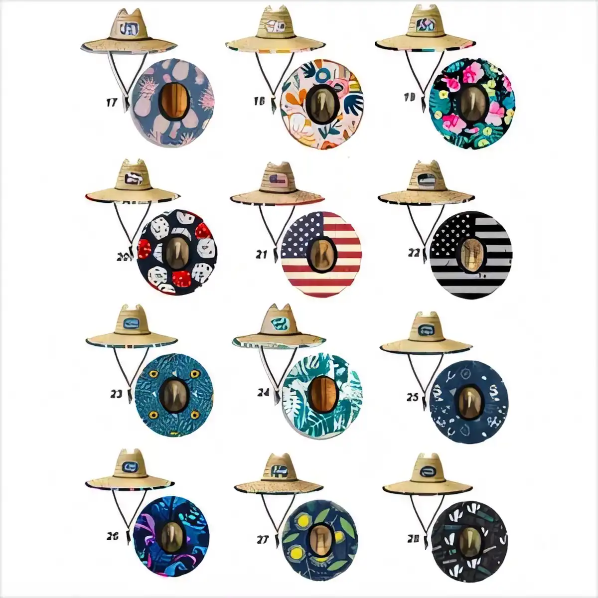 Sun Safe Wide Brim Straw Hat product with accessories