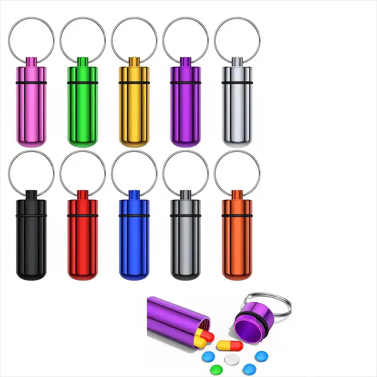 Keychain Pill Case Aluminum Alloy