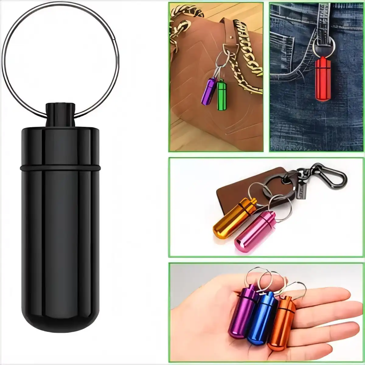 Keychain Pill Case Aluminum Alloy product detail view