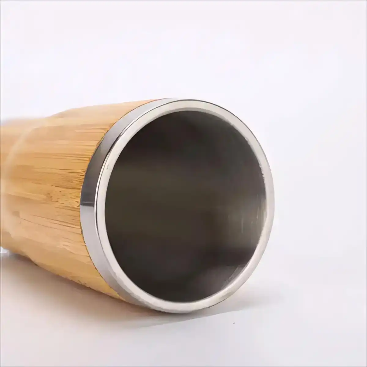 Insulated Bamboo Steel Travel Mug product close-up