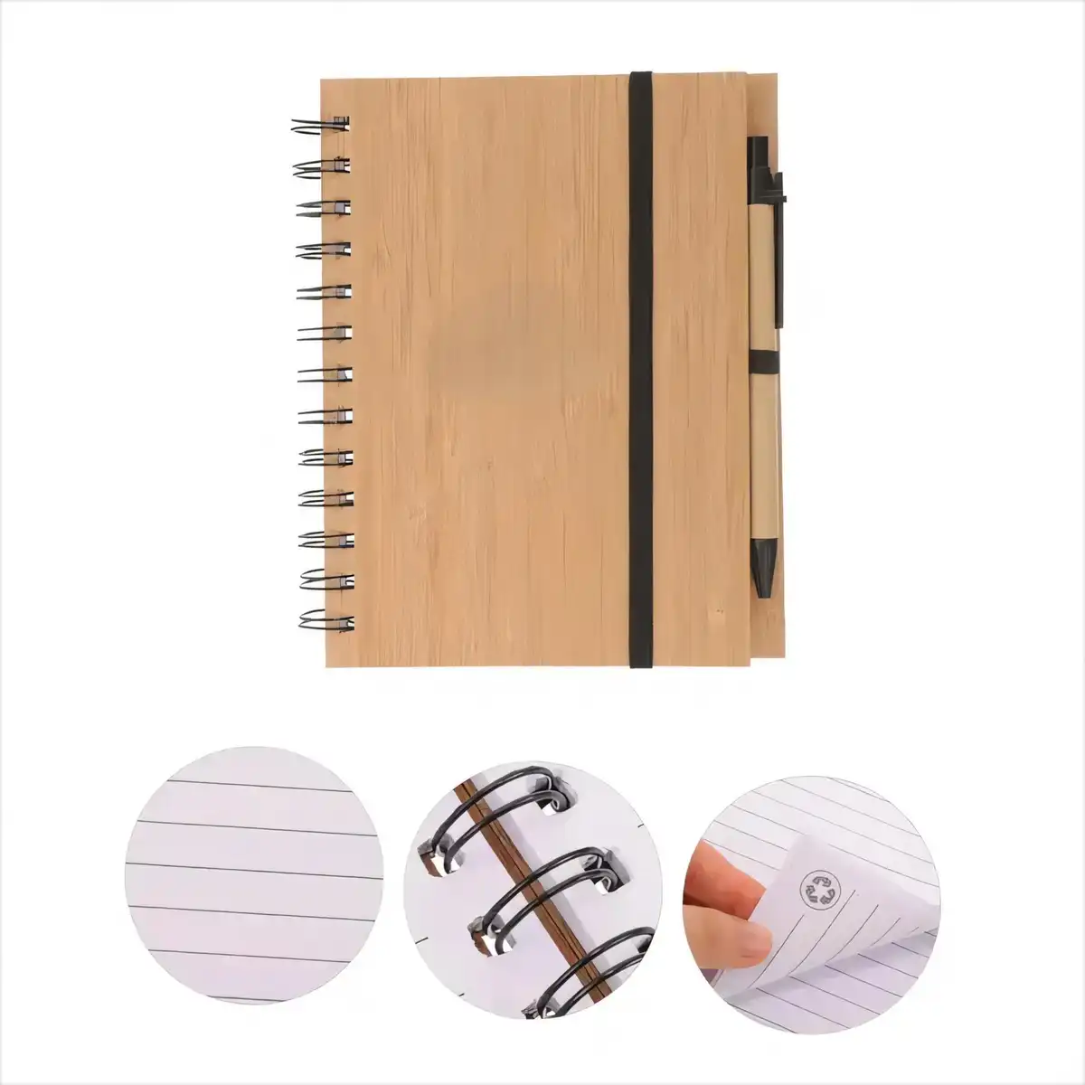 Bamboo Spiral Notebook with Pen product detail view
