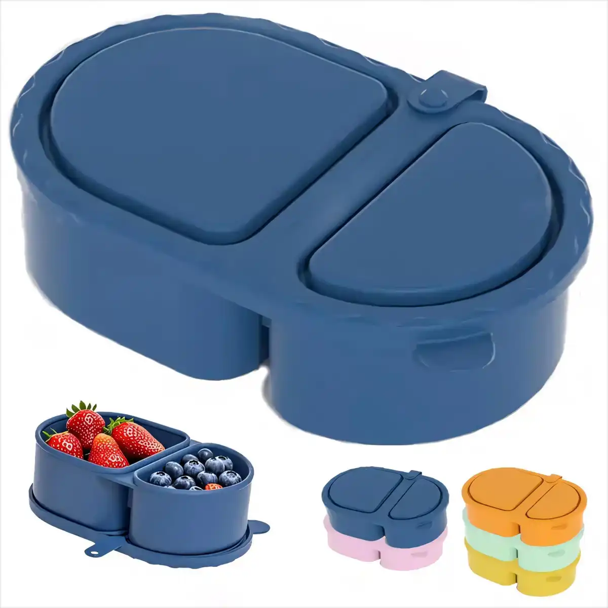 2 Compartment Silicone Snack Container