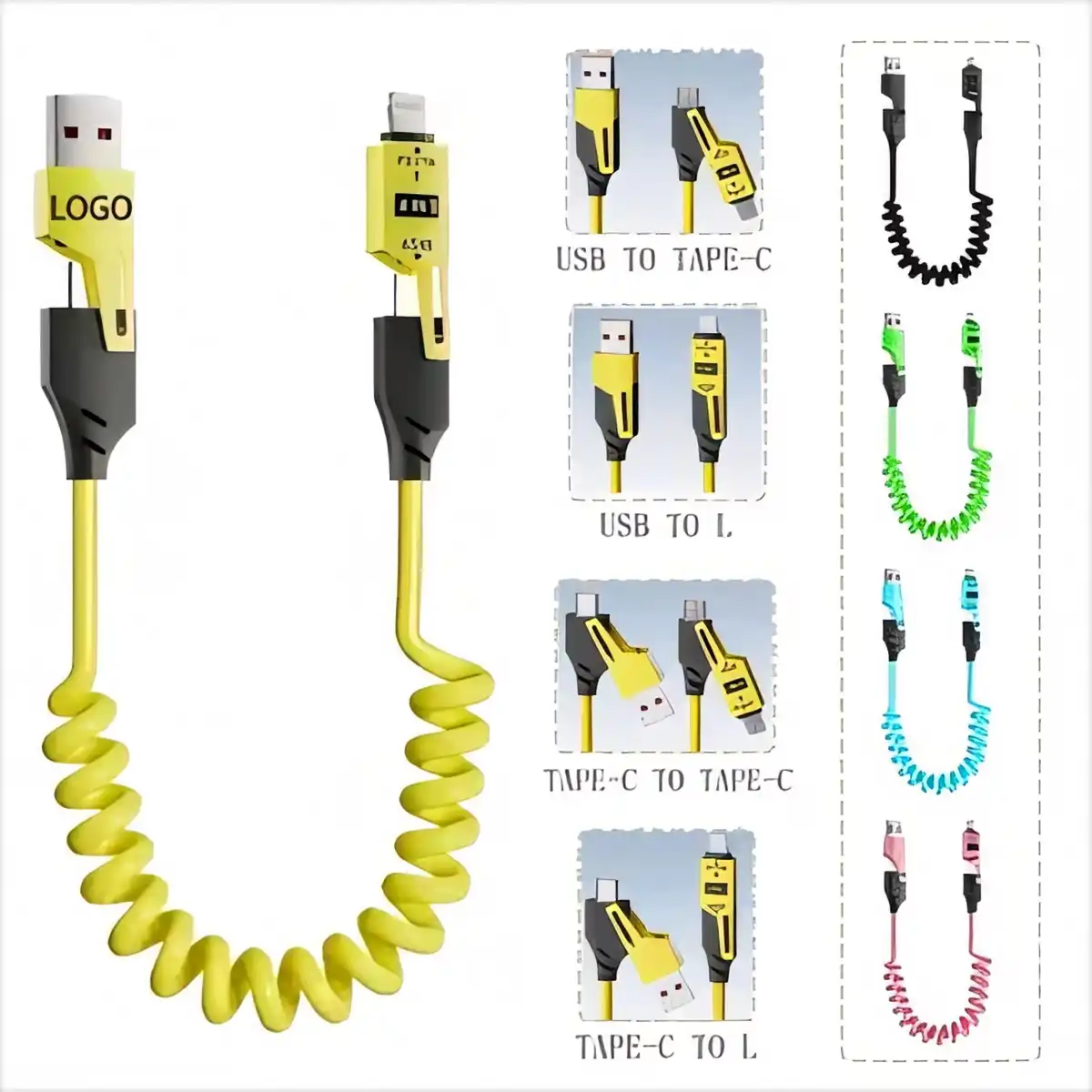 65W 4-in-1 Fast Charging Cable product detail view