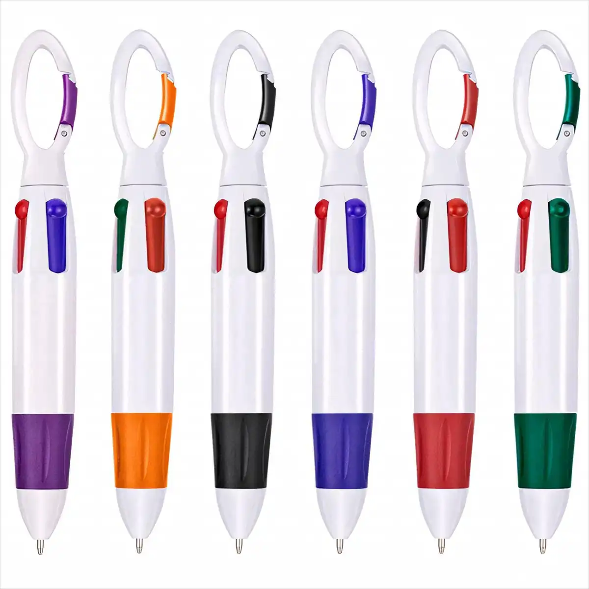 4 Color Click Pens with Keychain