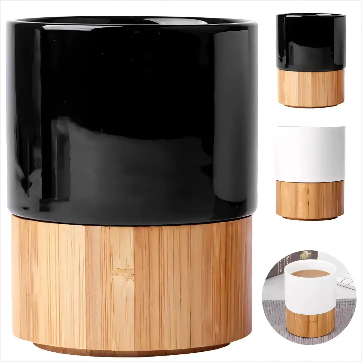 10oz Ceramic Mug Bamboo Base