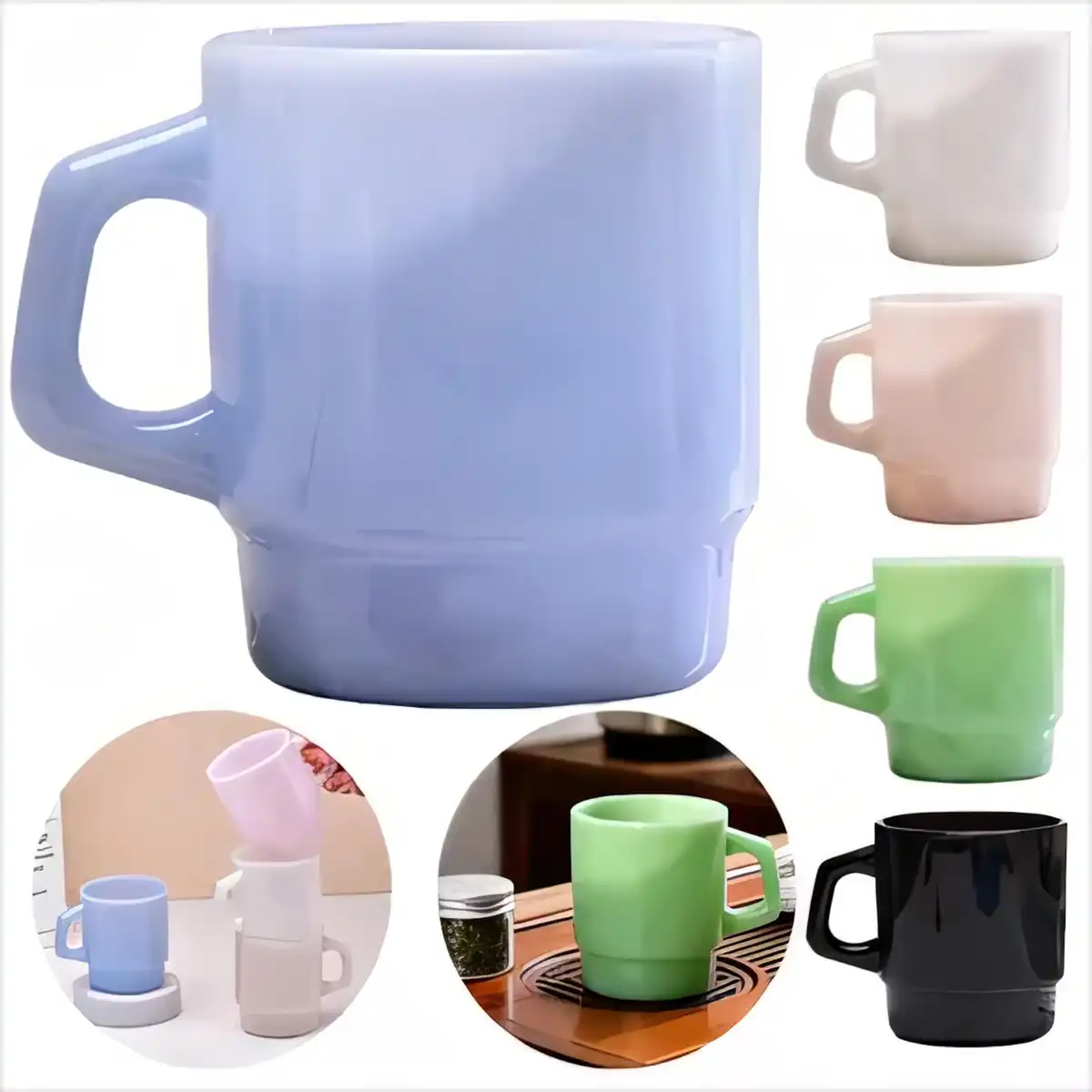 Stackable Milk Glass Coffee Mug