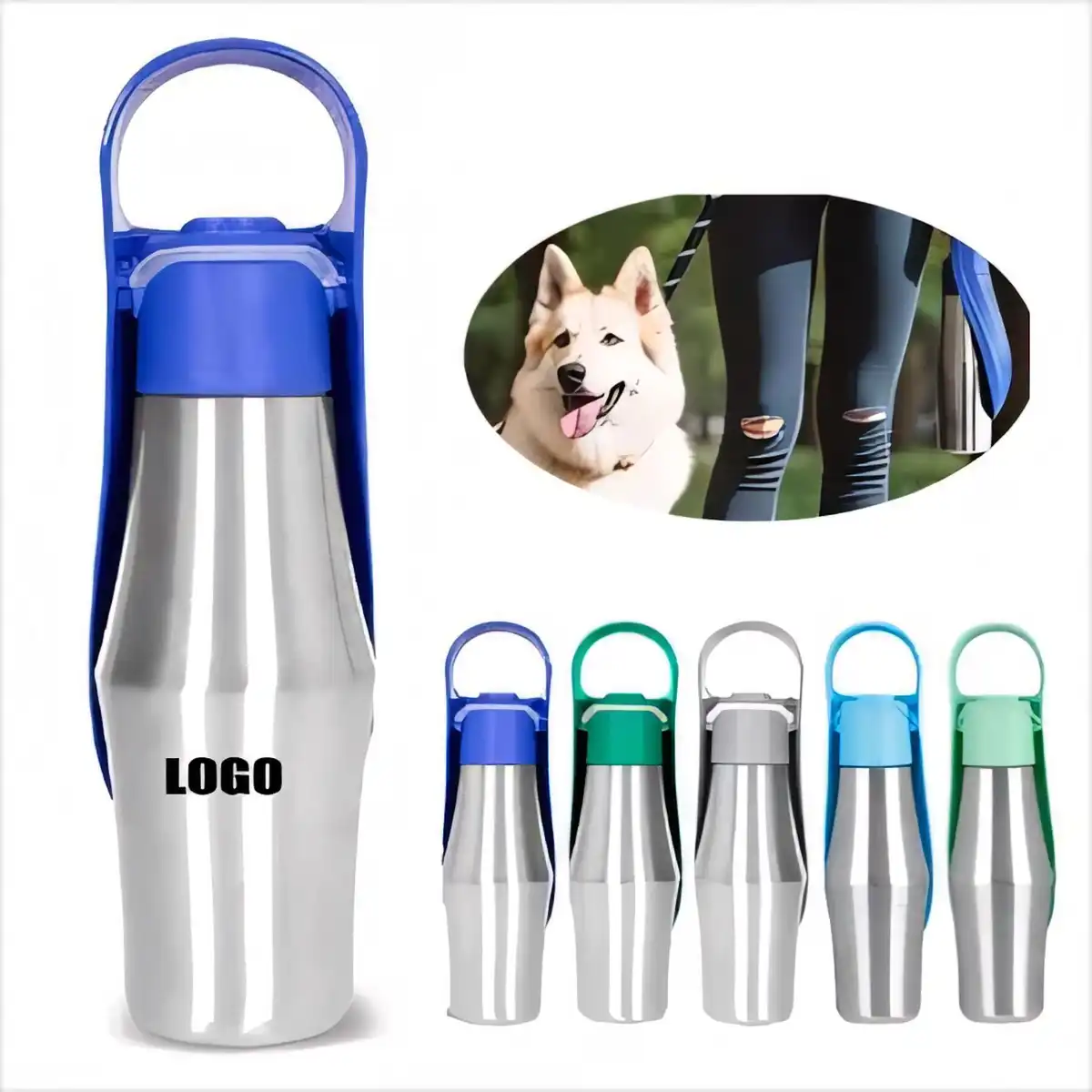 Stainless Dog Bottle with Bowl product detail view